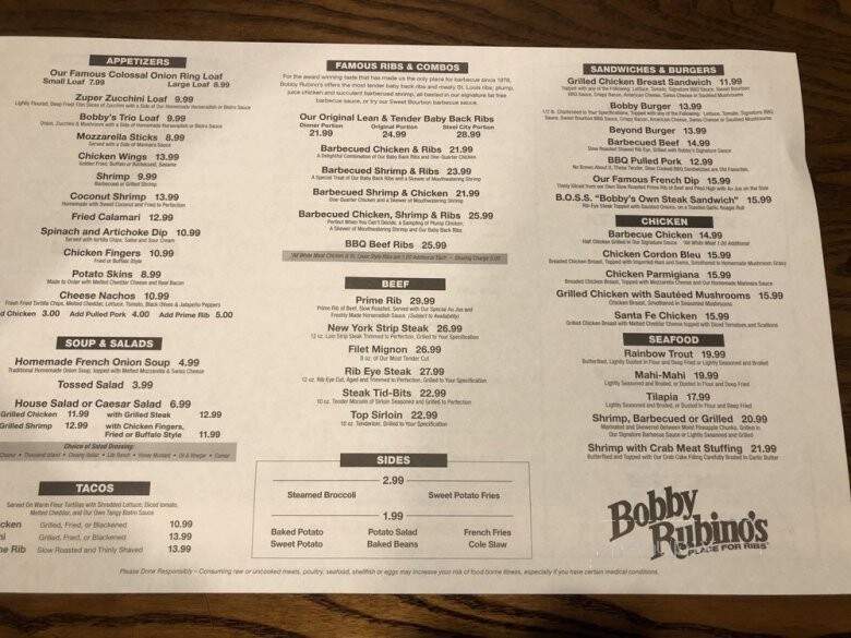 Bobby Rubino's Place For Ribs - Pompano Beach, FL menu_pic