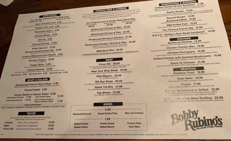 Bobby Rubino's Place For Ribs - Pompano Beach, FL menu_pic