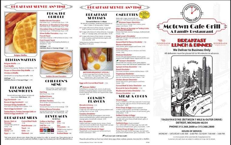 Motown Cafe & Grill-Van Dyke - Detroit, MI menu_pic