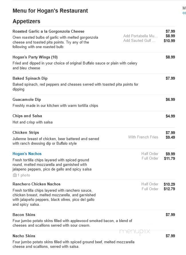 Hogan's Restaurant - Bloomfield Hills, MI menu_pic