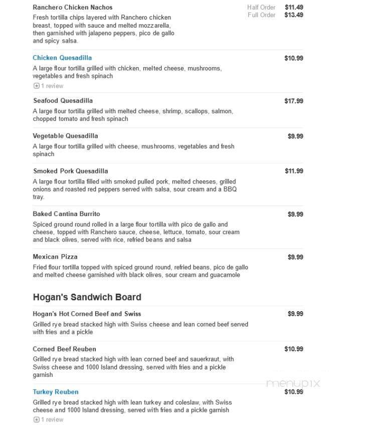 Hogan's Restaurant - Bloomfield Hills, MI menu_pic