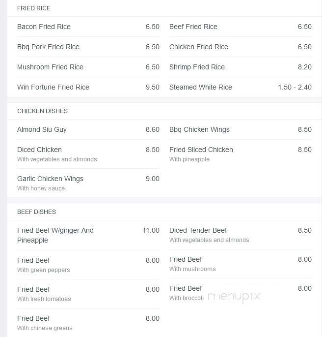 Win Fortune - Sudbury, ON menu_pic