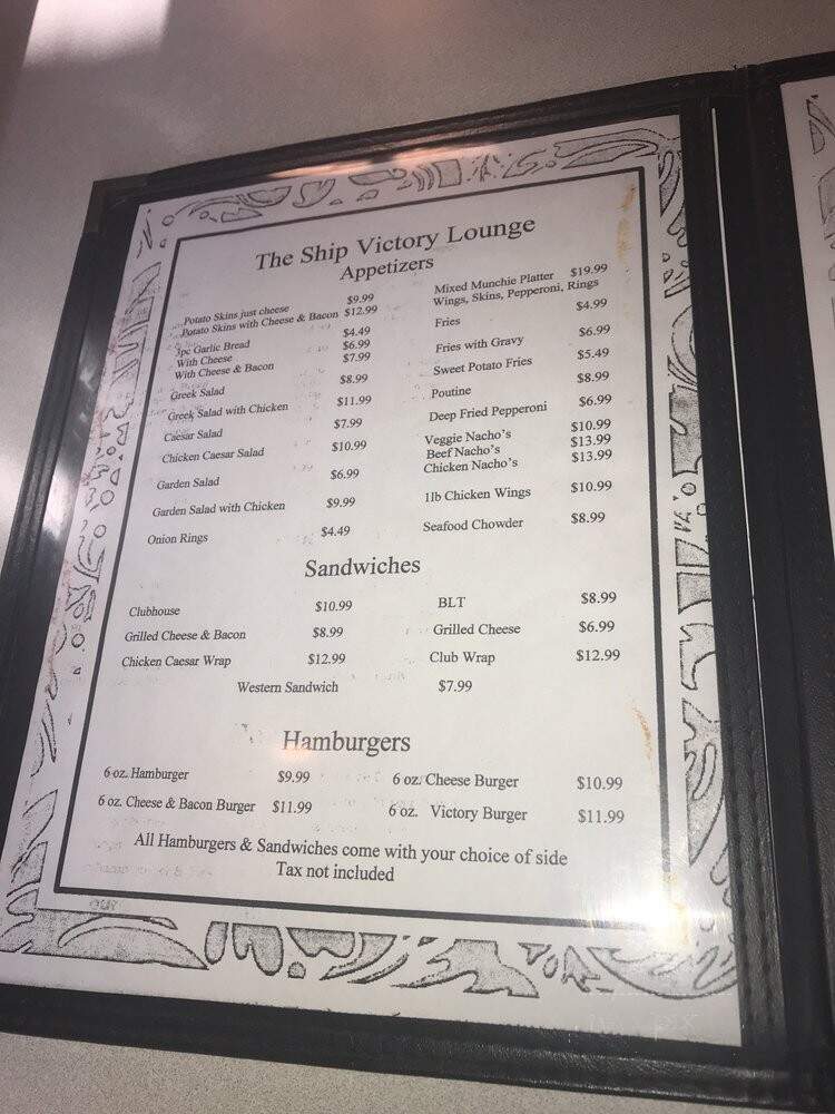 Ship Victory Restaurant & Lounge - Dartmouth, NS menu_pic