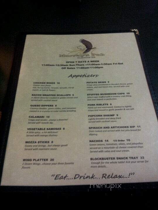 Murray's Pub & Kitchen - Chetwynd, BC menu_pic