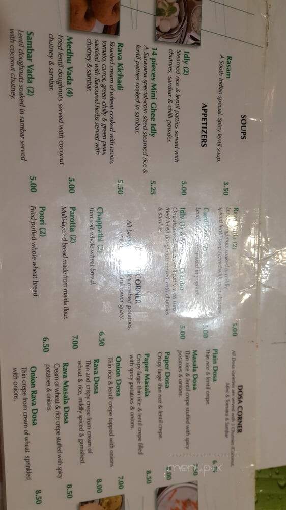 Saravana Bhavan - Mississauga, ON menu_pic