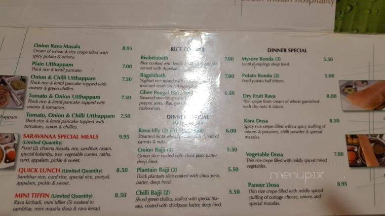Saravana Bhavan - Mississauga, ON menu_pic
