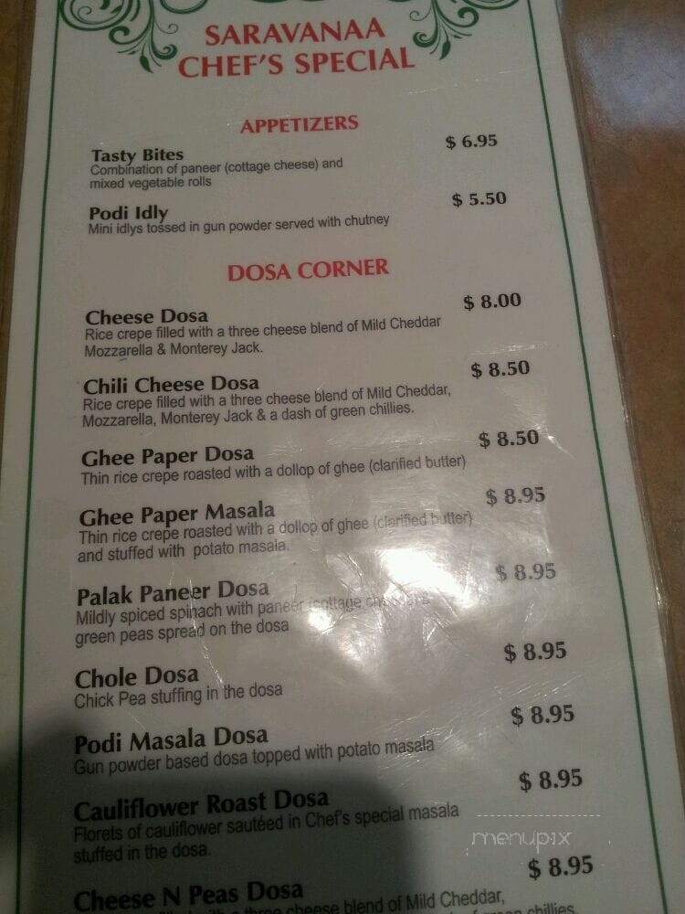 Saravana Bhavan - Mississauga, ON menu_pic