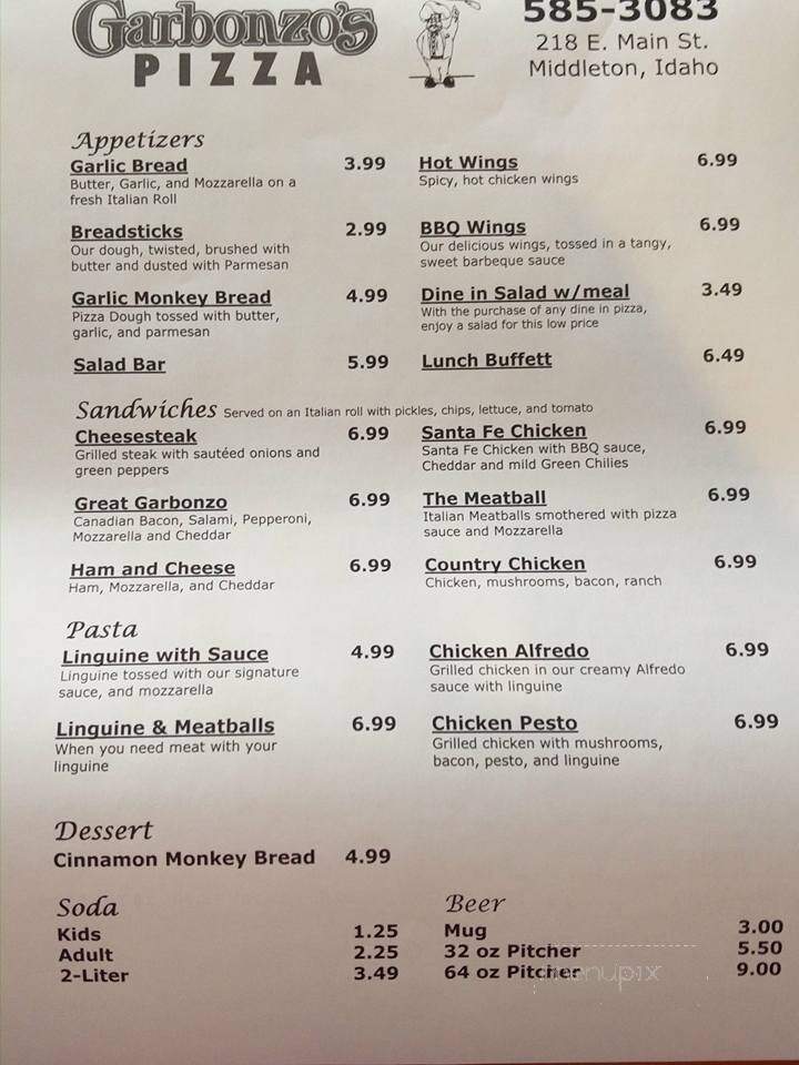 Garbonzo's Pizza - Middleton, ID menu_pic