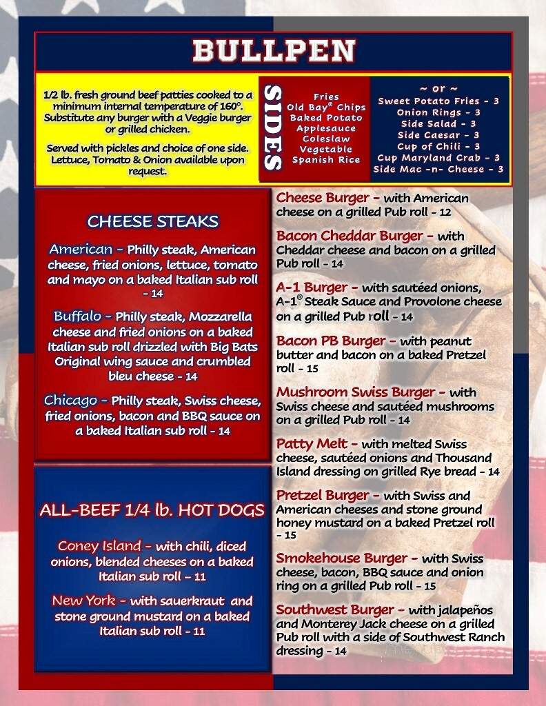 Big Bats Cafe - Stevensville, MD menu_pic