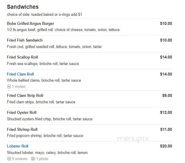 Barefoot Bob's Beach Grill - Hull, MA menu_pic