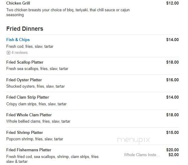 Barefoot Bob's Beach Grill - Hull, MA menu_pic
