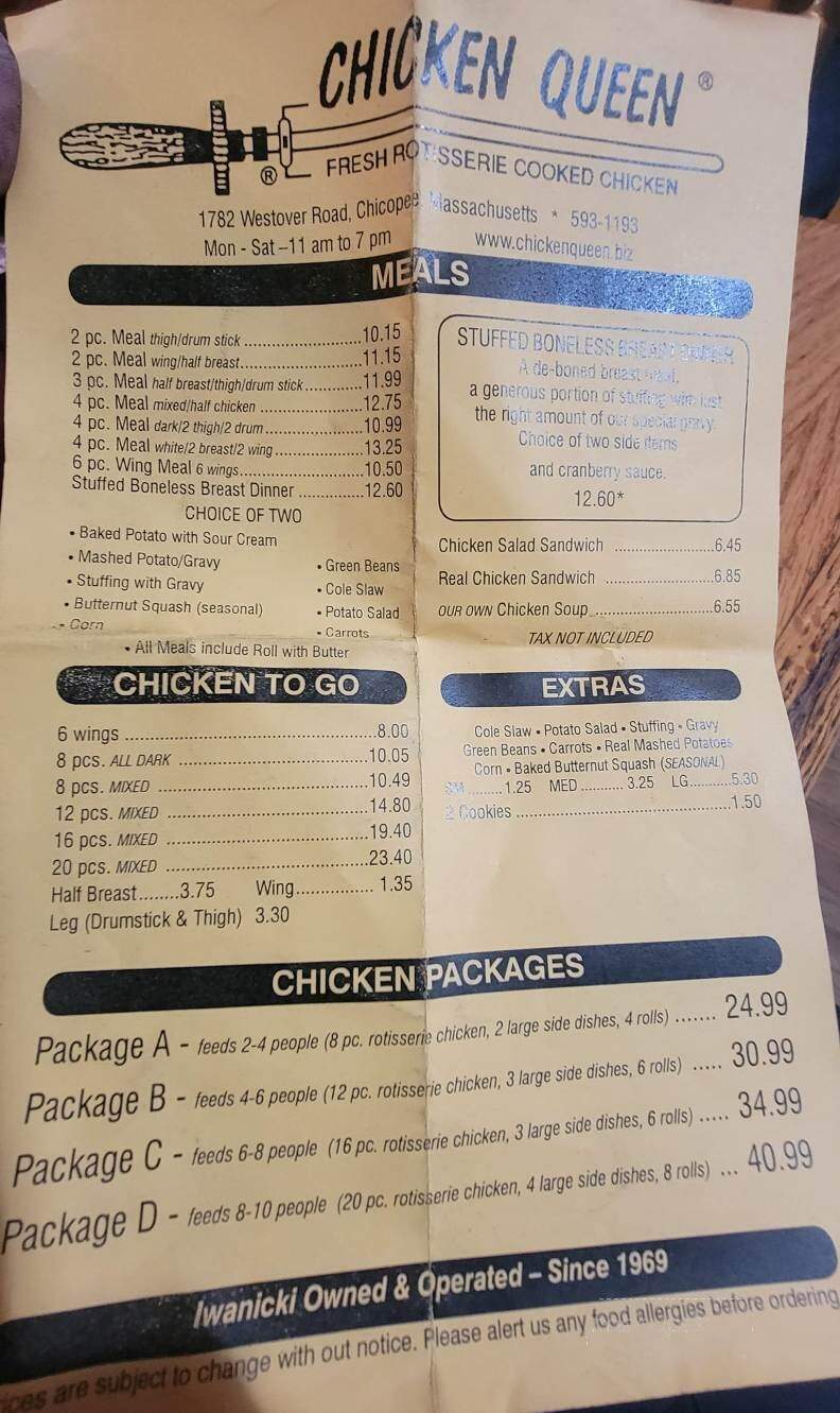 Chicken Queen - Chicopee, MA menu_pic