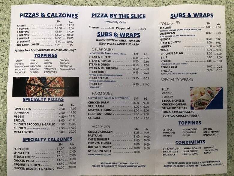 Depot House Of Pizza - Andover, MA menu_pic
