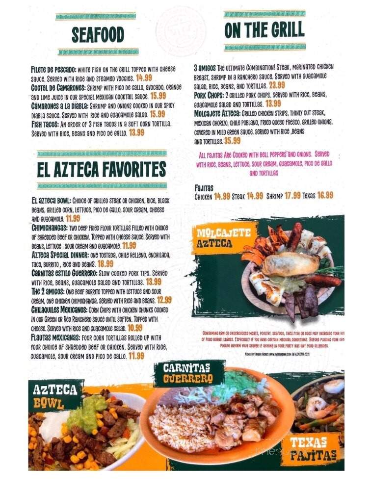 El Azteca Mexican Restaurant - Attleboro, MA menu_pic