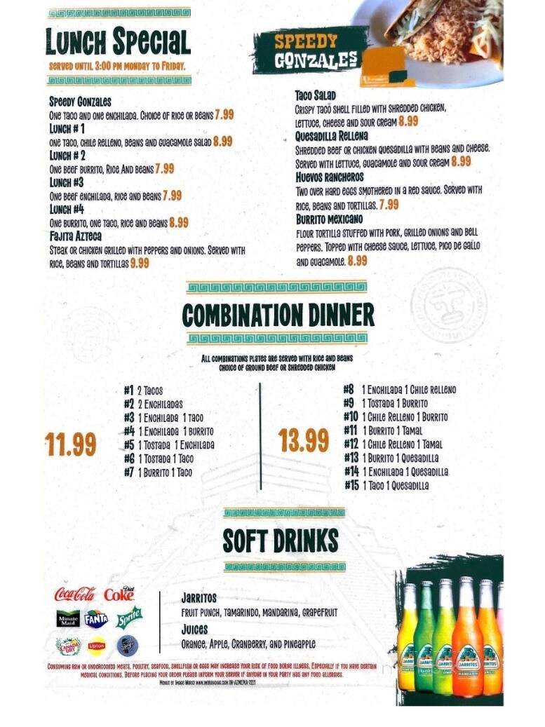 El Azteca Mexican Restaurant - Attleboro, MA menu_pic