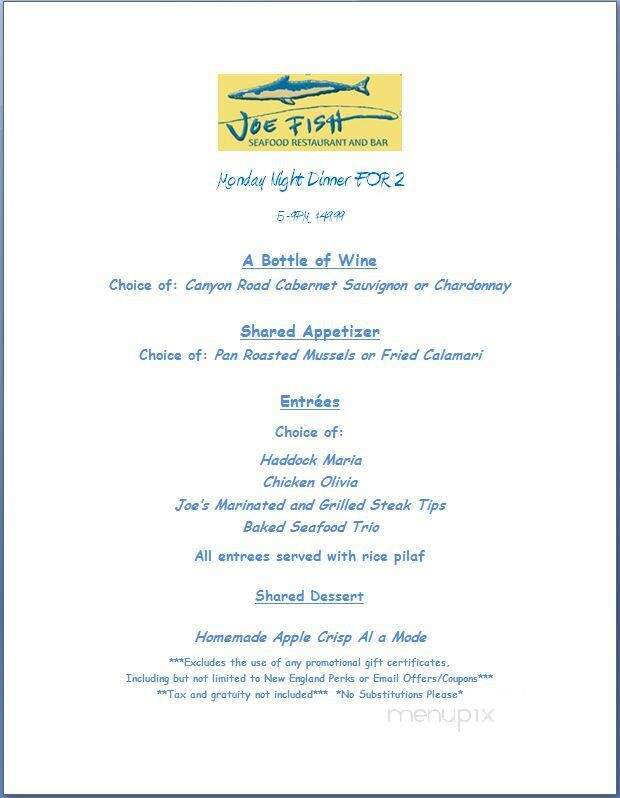 Joe Fish Seafood Restaurant - North Andover, MA