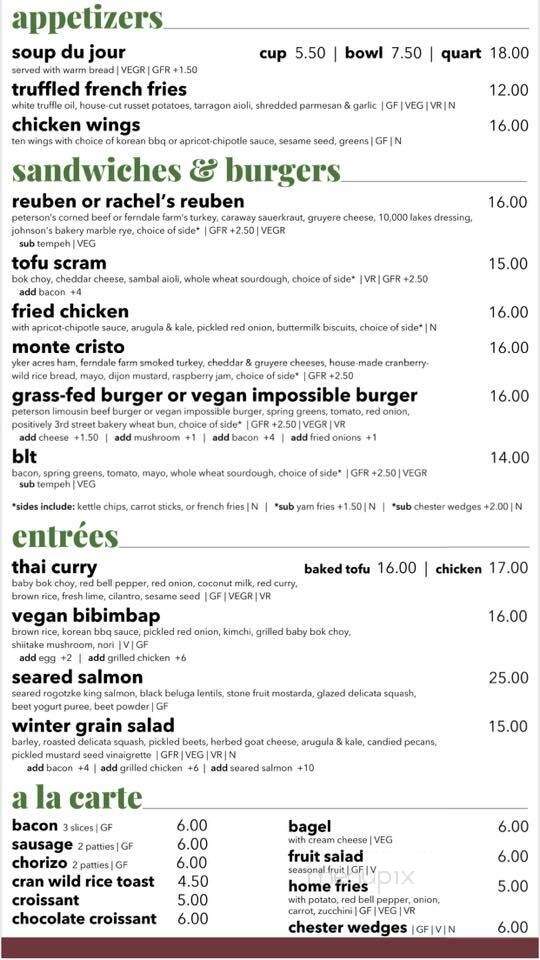 At Sara's Table Chester Creek Cafe - Duluth, MN menu_pic