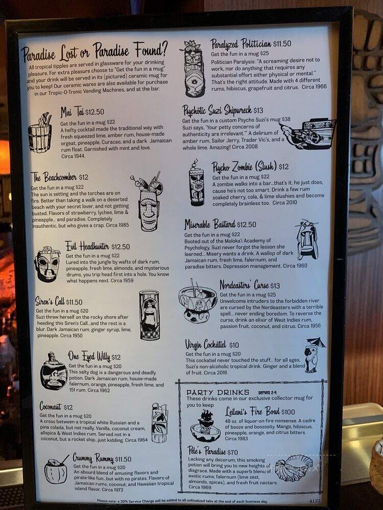 Psycho Suzi's Motor Lounge - Minneapolis, MN menu_pic