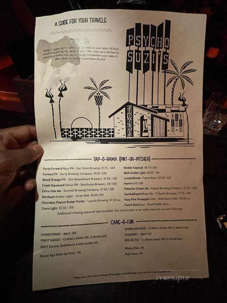 Psycho Suzi's Motor Lounge - Minneapolis, MN menu_pic