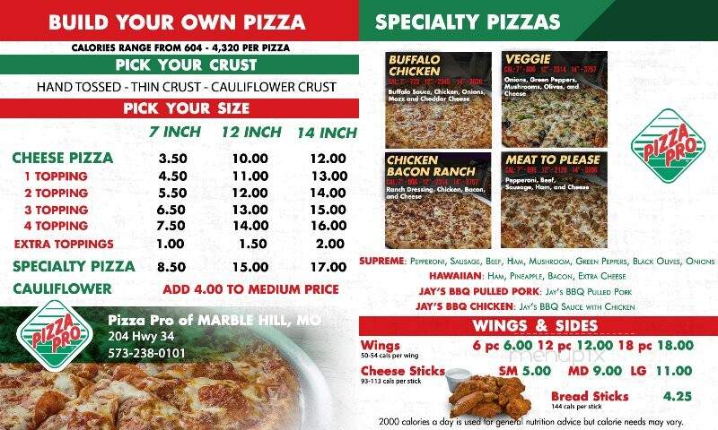 Marble Hill Pizza Pro - Marble Hill, MO menu_pic