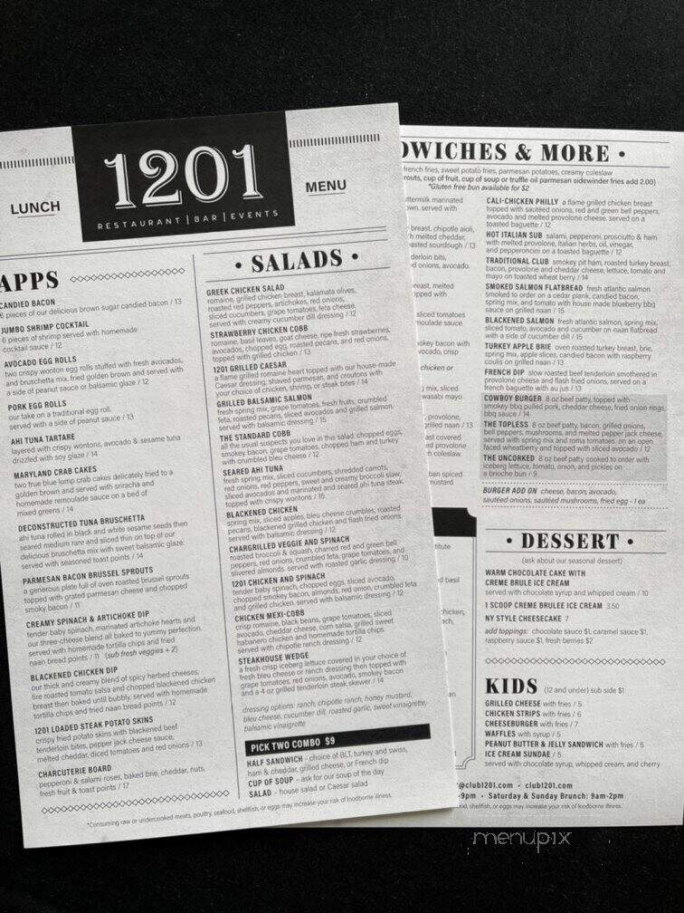 Club 1201 - Joplin, MO menu_pic