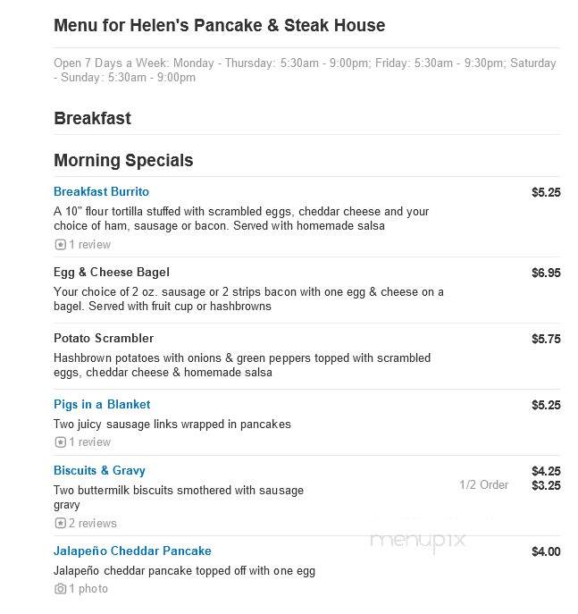Helen's Restaurant & Grove - Chadron, NE menu_pic