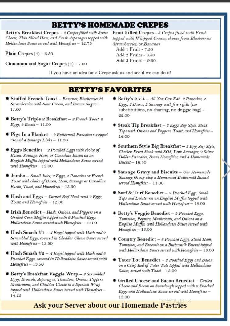 Betty's Kitchen - North Hampton, NH menu_pic