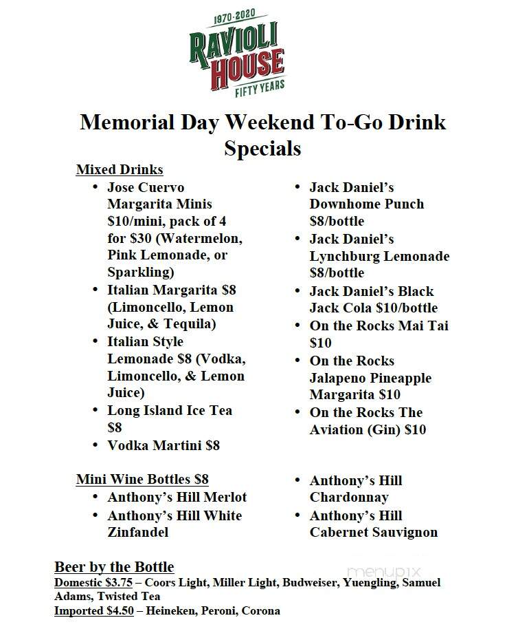 Ravioli House - Wildwood, NJ menu_pic