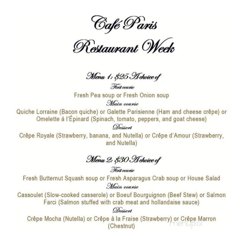 Cafe Paris - Cranford, NJ menu_pic