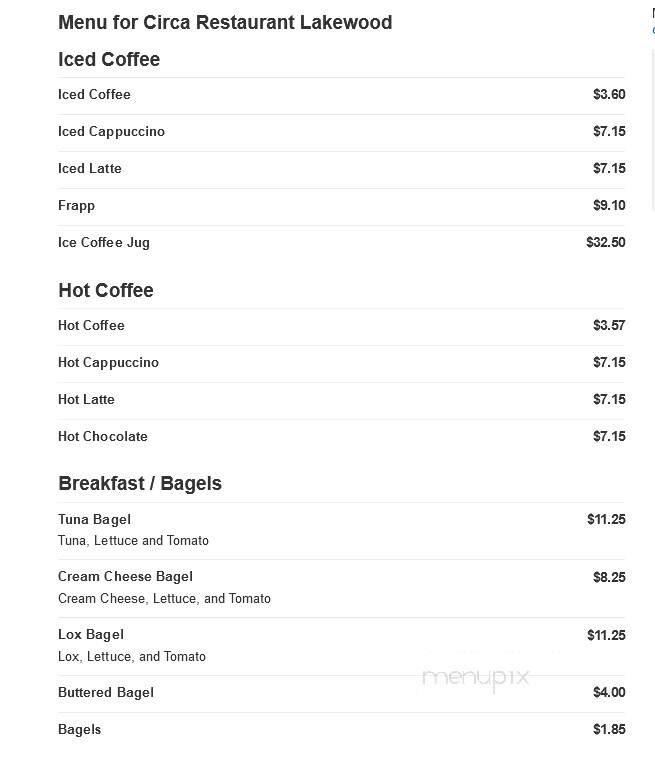 Circa Restaurant Lakewood - Lakewood, NJ menu_pic