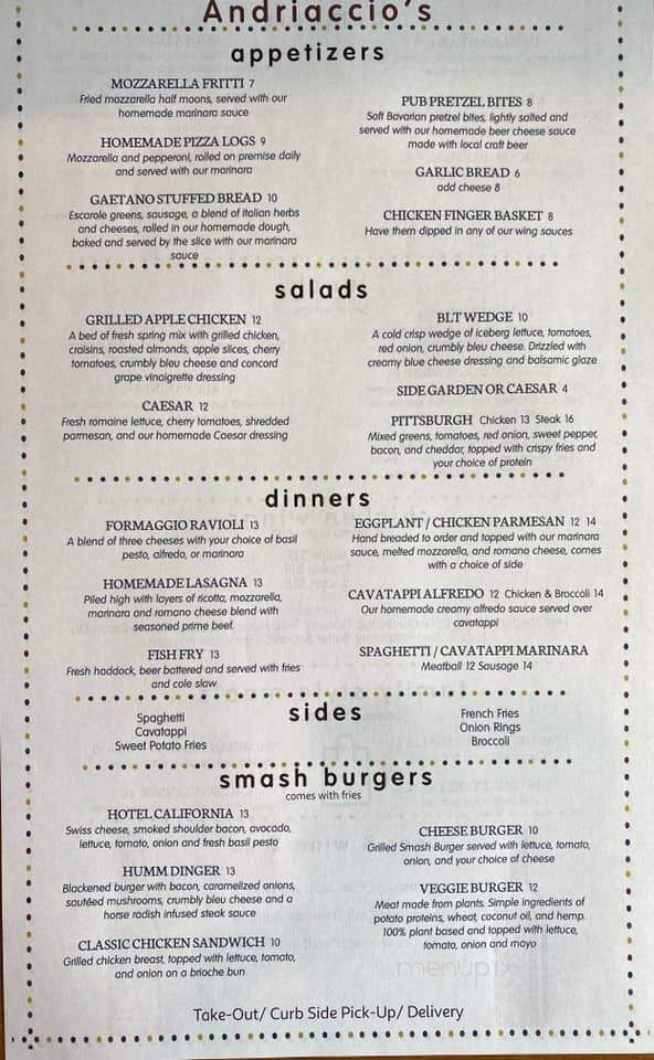 Andriaccio's Family Restaurant - Mayville, NY menu_pic