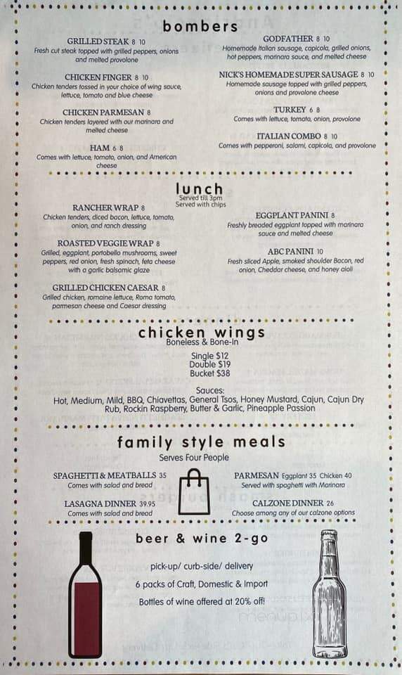 Andriaccio's Family Restaurant - Mayville, NY menu_pic