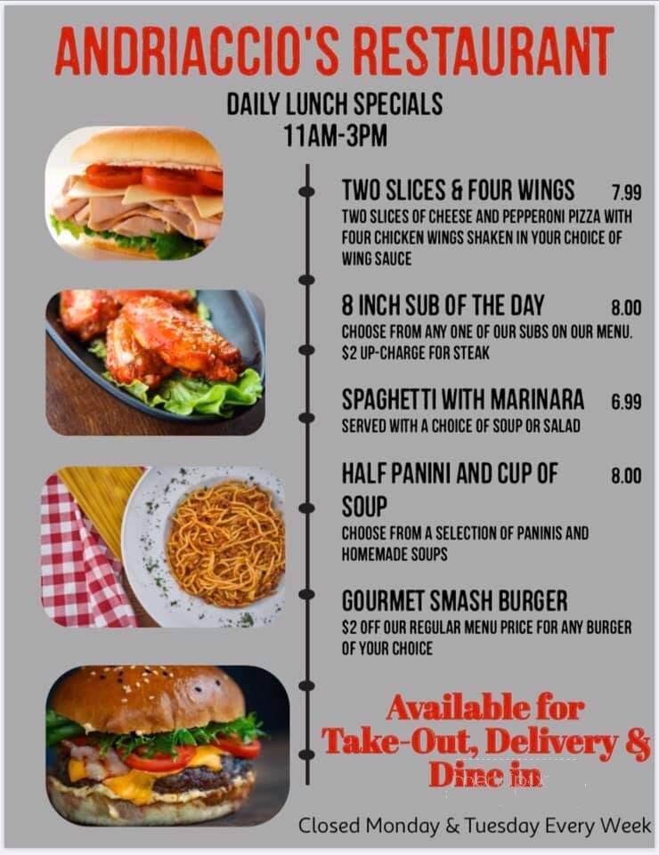Andriaccio's Family Restaurant - Mayville, NY menu_pic