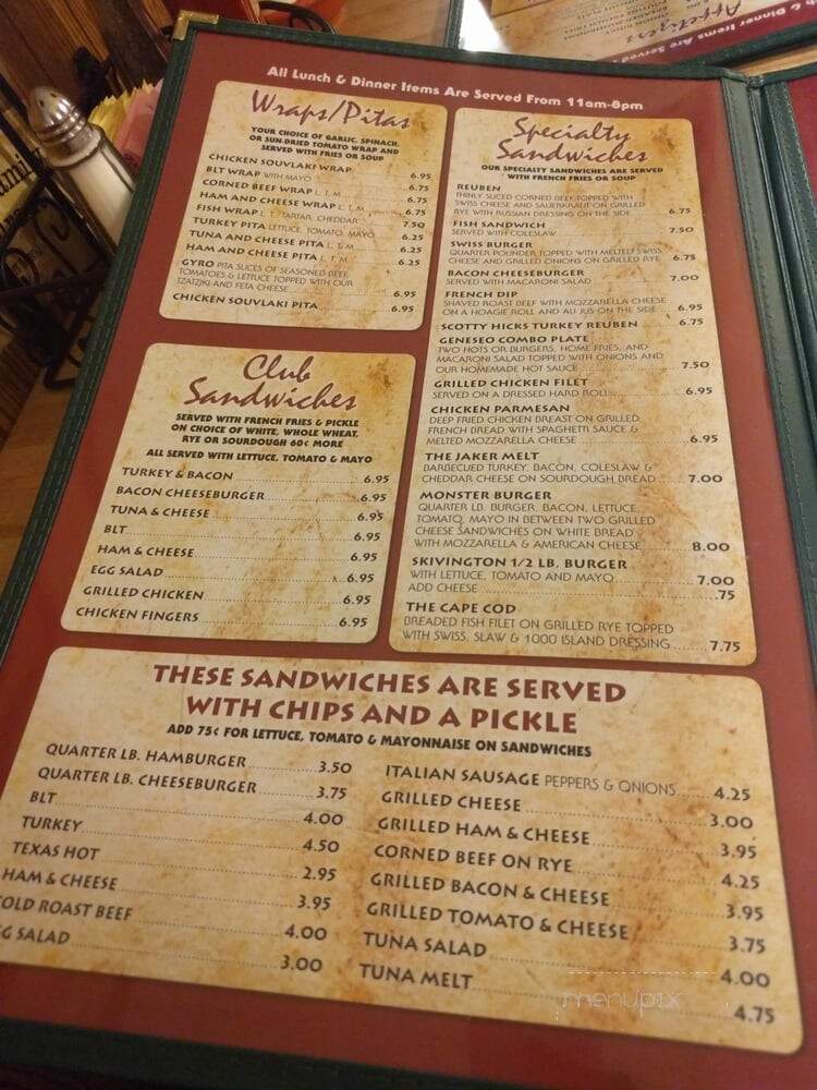 Geneseo Family Restaurant - Geneseo, NY menu_pic