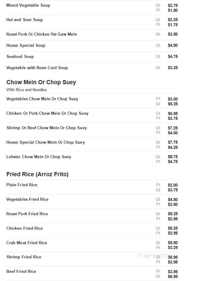 Hong Kong Chinese Restaurant - Blue Point, NY menu_pic