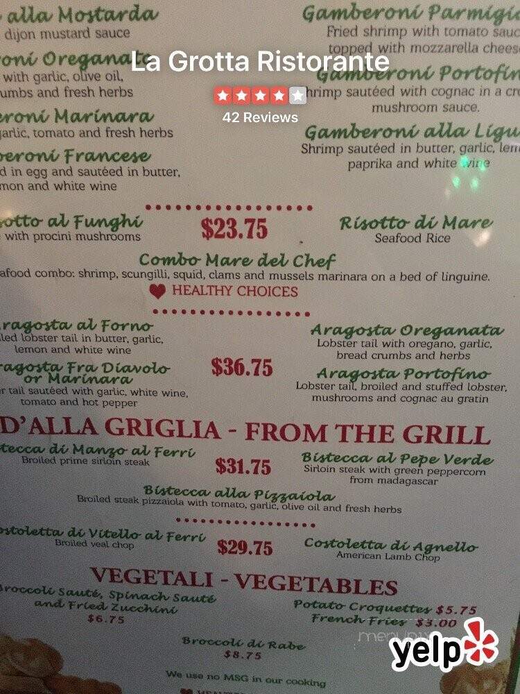 La Grotta Ristorante - Little Neck, NY menu_pic