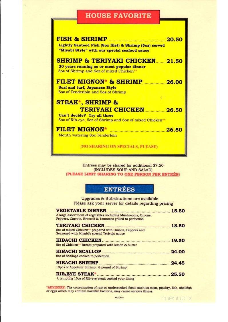 Miyabi Kyoto Japanese Steak - Fayetteville, NC menu_pic