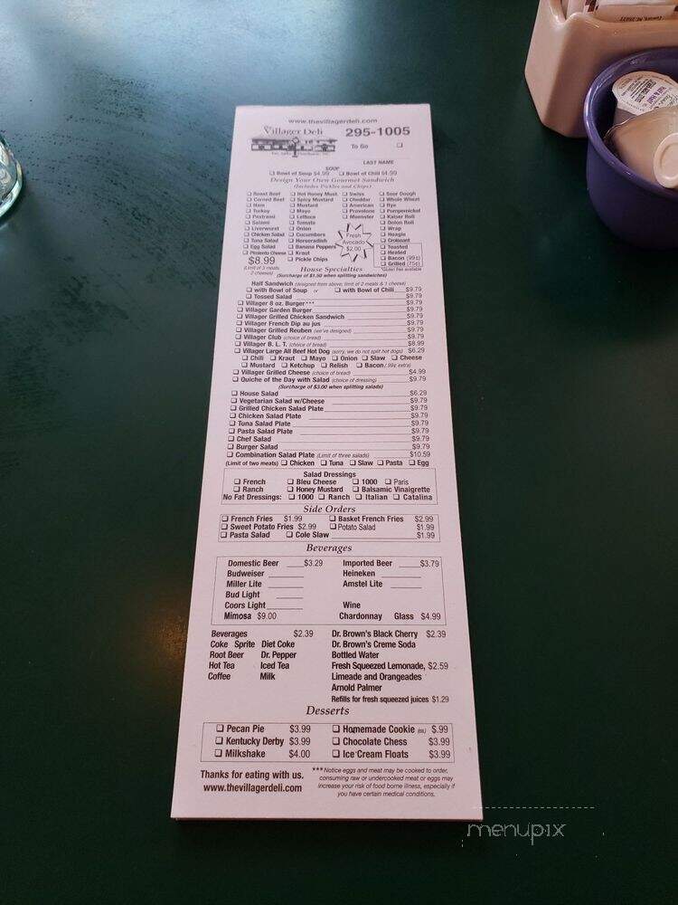 Villager Deli Restaurant - Pinehurst, NC menu_pic