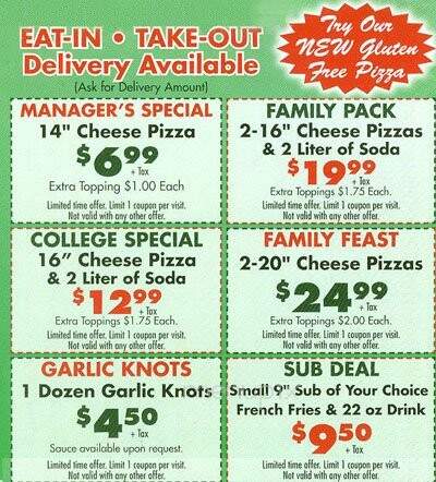 Michael Angelo's Pizza - Greenville, NC menu_pic