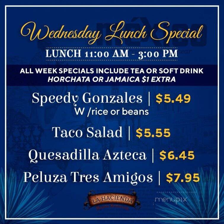 La Hacienda Restaurante #3 - Asheboro, NC menu_pic