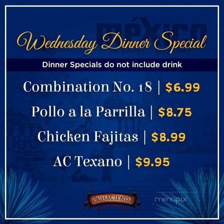 La Hacienda Restaurante #3 - Asheboro, NC menu_pic