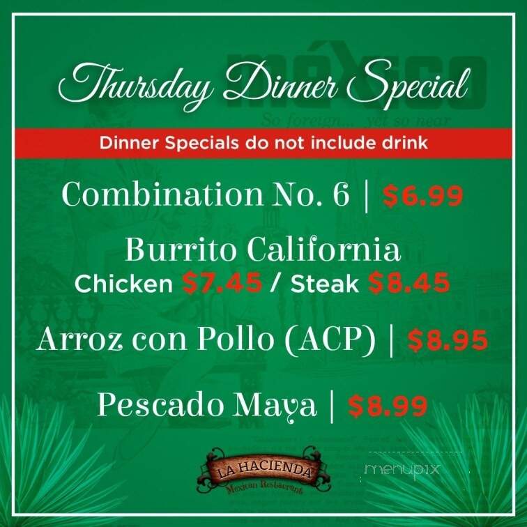 La Hacienda Restaurante #3 - Asheboro, NC menu_pic