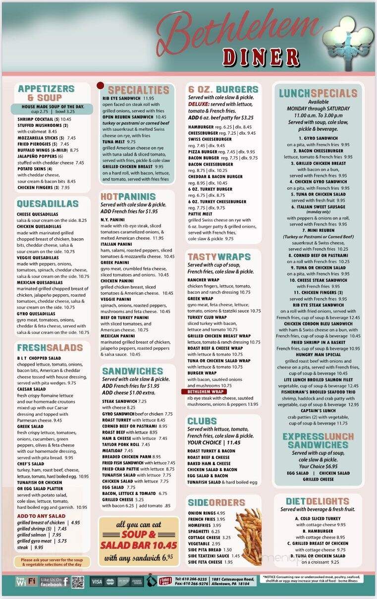 Bethlehem Diner - Allentown, PA menu_pic