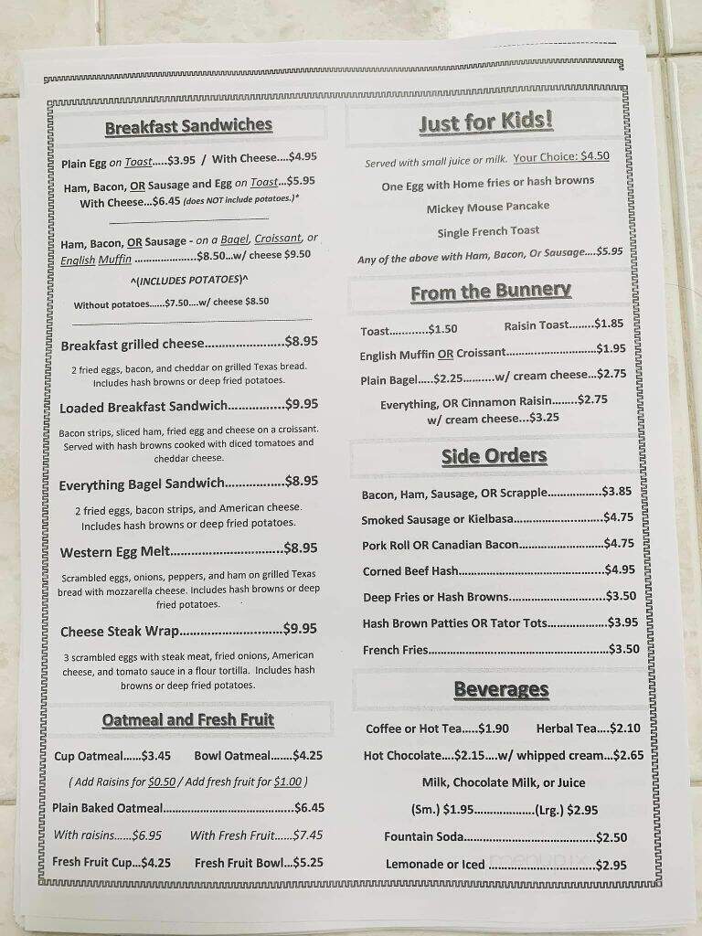 Williams Family Restaurant - Reading, PA menu_pic