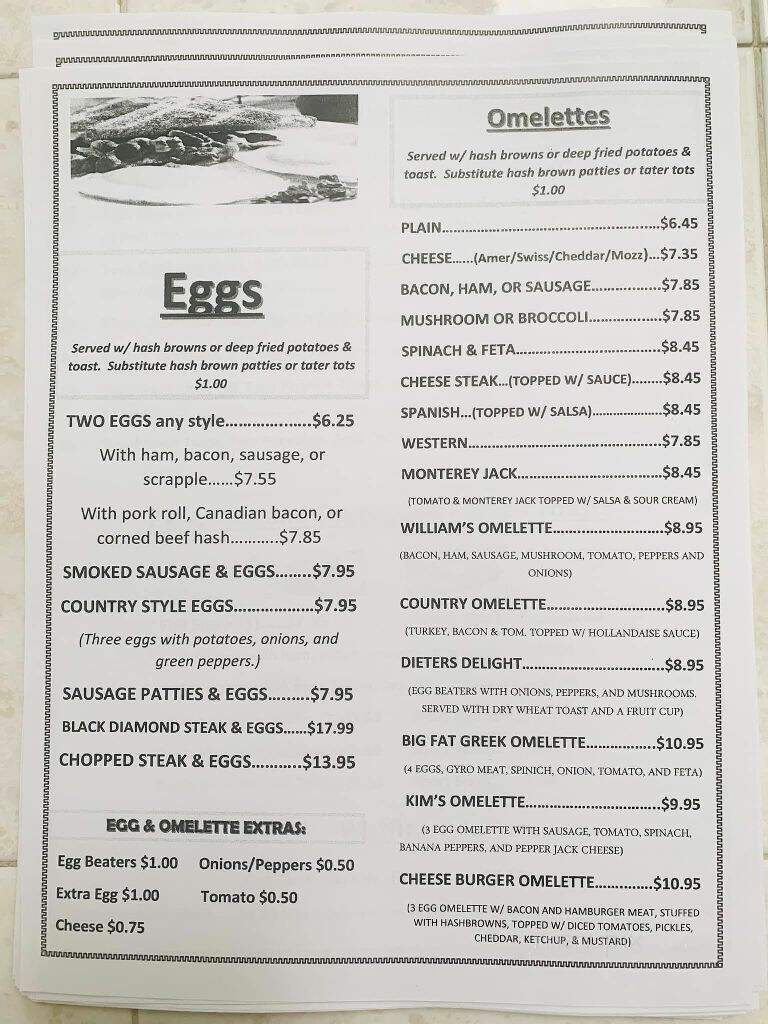 Williams Family Restaurant - Reading, PA menu_pic
