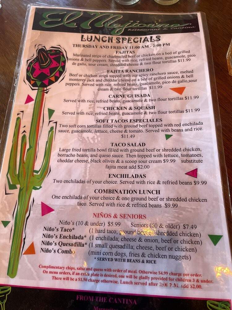 El Mejicano Restaurant - Wichita Falls, TX menu_pic