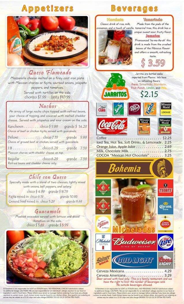 El Ranchero Mexican Restaurant - La Porte, TX menu_pic
