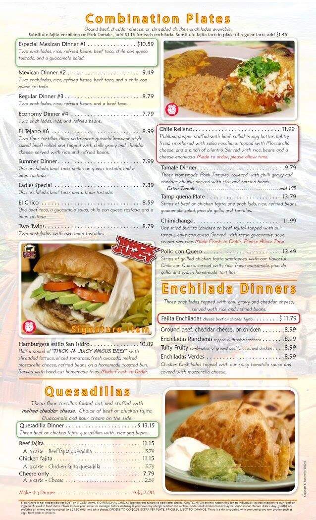 El Ranchero Mexican Restaurant - La Porte, TX menu_pic