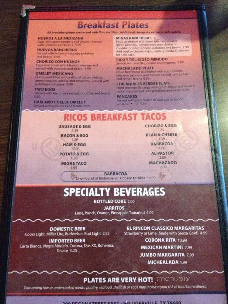 El Rincon Mexican Restaurant - Pflugerville, TX menu_pic