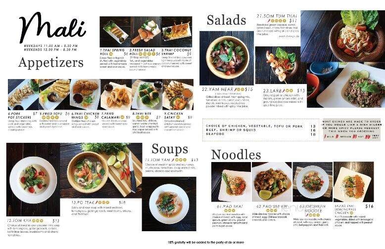 Mali Thai Cuisine - Woodland, WA menu_pic
